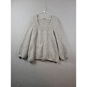 BCBGMaxazria Alpaca Blend Gray Knit LS Oversized Scoop Neck Sweater Women's Lrg